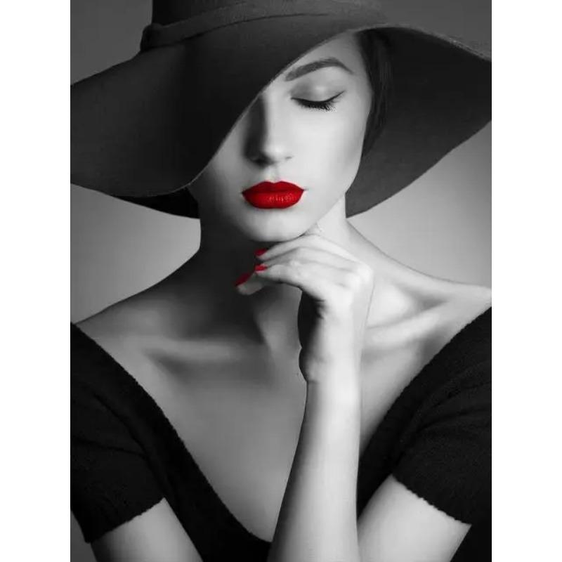 Black White Pictures For Living Room Elegant Red Lips Woman Poster And Print Modern Wall Art Canvas Painting Home Decor