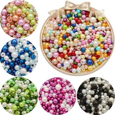 150 Stück 3–8 mm gerades Loch ABS-Perlen, runde Imitationsperlen für die Schmuckherstellung