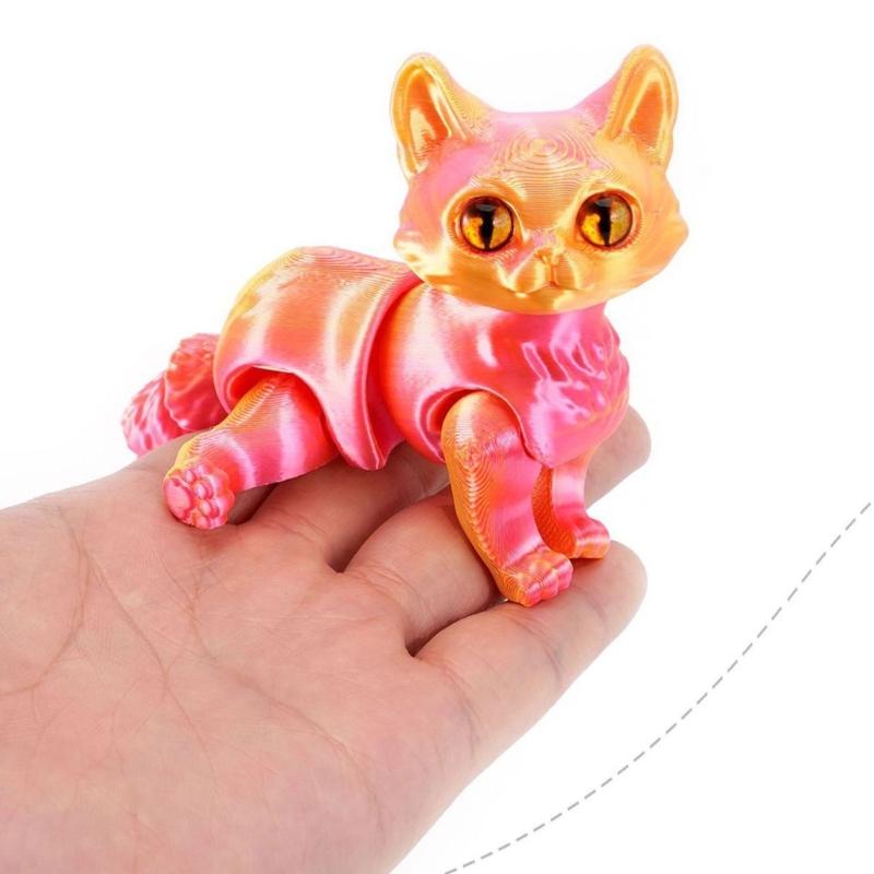 3D Printed Cats Realistic Hairless Cats Figurines Statues Table Ornament Cute Articulated Fidgety Toy for Pet Lovers