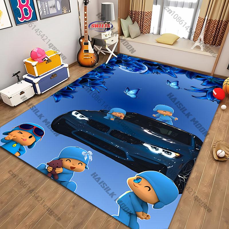 Süßer Cartoon P0c0y0 Motiv Teppich für Wohnzimmer, Schlafzimmer, Kinderzimmer, Großer rutschfester Dekorativer Teppich, Wunderbares Geschenk für die Familie