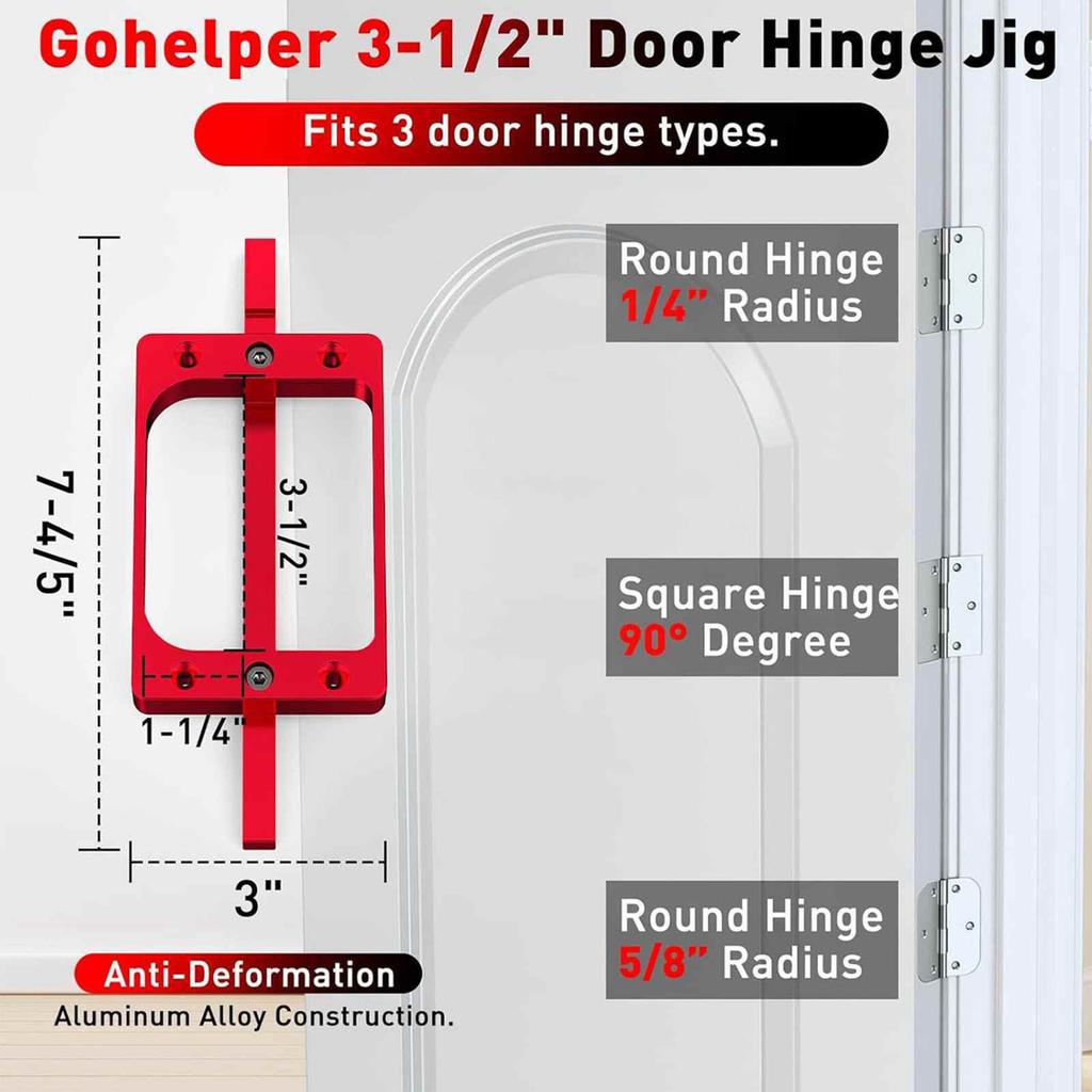 Door Hinge Jig 3 1 2in Fixed Size Aluminum Alloy Door Hinge Router Template Kit for 3.5 Inches Length 1 4in 5 8in