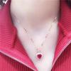 Exquisite Russian Purple Gold Red Stone Zircon Pendant Inlaid With Peach Heart Egg Surface Necklace Plated Rose Gold Color Gold Collarbone Chain