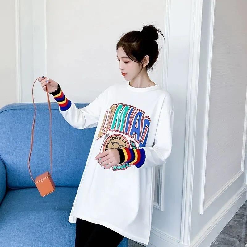 

Одежда для беременных, осенняя одежда, модный осенний кардиган, свободные и тонкие топы и рубашки средней длины не демонстрируют весенне-осенний стиль XXXL recommended 165-92.5 kg