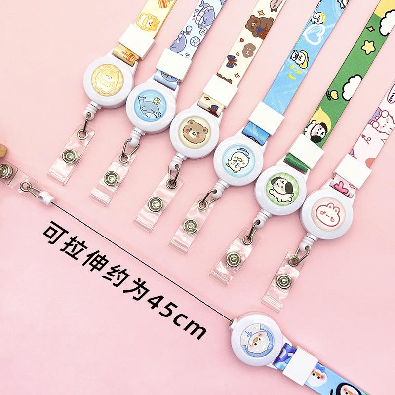 Cartoon Teleskopische Leichtziehbare Schnalle Lanyard Studenten Anti-Verlust Kartenhalter Halsband Langes Seil Arbeits Namensschild Namensschild Lanyard