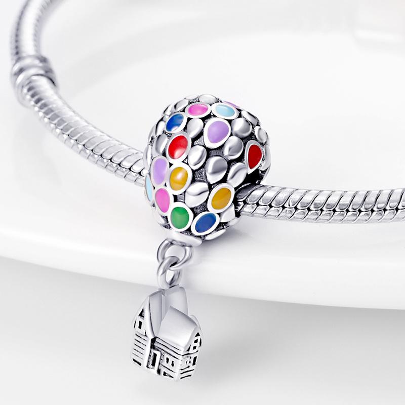 Charm Bead Components Bead Component Copper Metal Pixar Up House & Balloons Dangle Compatible With Bangle Bracelet High Quality Fine Jewelry Necklace