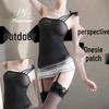 Allure Bodysuit Set: Fishnet Stockings & Open Crotch, Versatile Uniform Style for Mature Women, Plus Size, Black