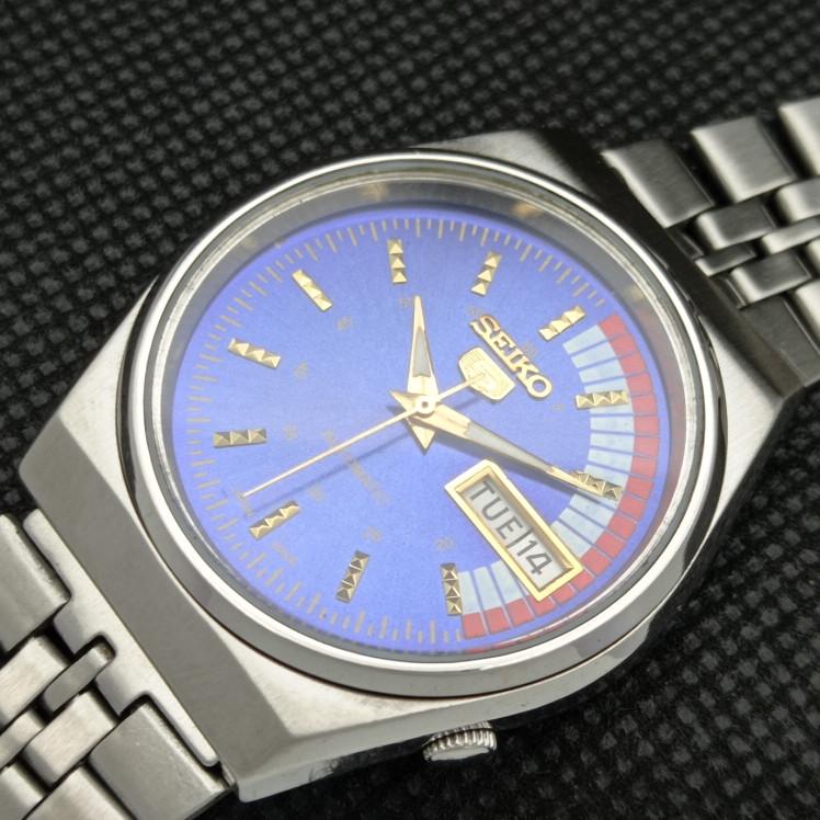 GEBRAUCHTE VINTAGE SEIKO 5 AUTOMATIK 6309A JAPAN HERREN D/D BLAU UHR 608c-a315403-9 SKU608c-a315403