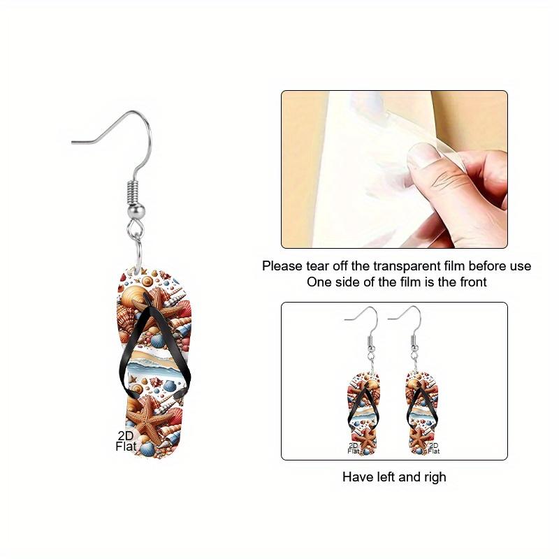 Charming Ocean Style Vacation Arcylic Earrings for Women Girls, Cartoon Flip Flops with Beach Starfish Shell Marine Life Hoop Earring Jewelr