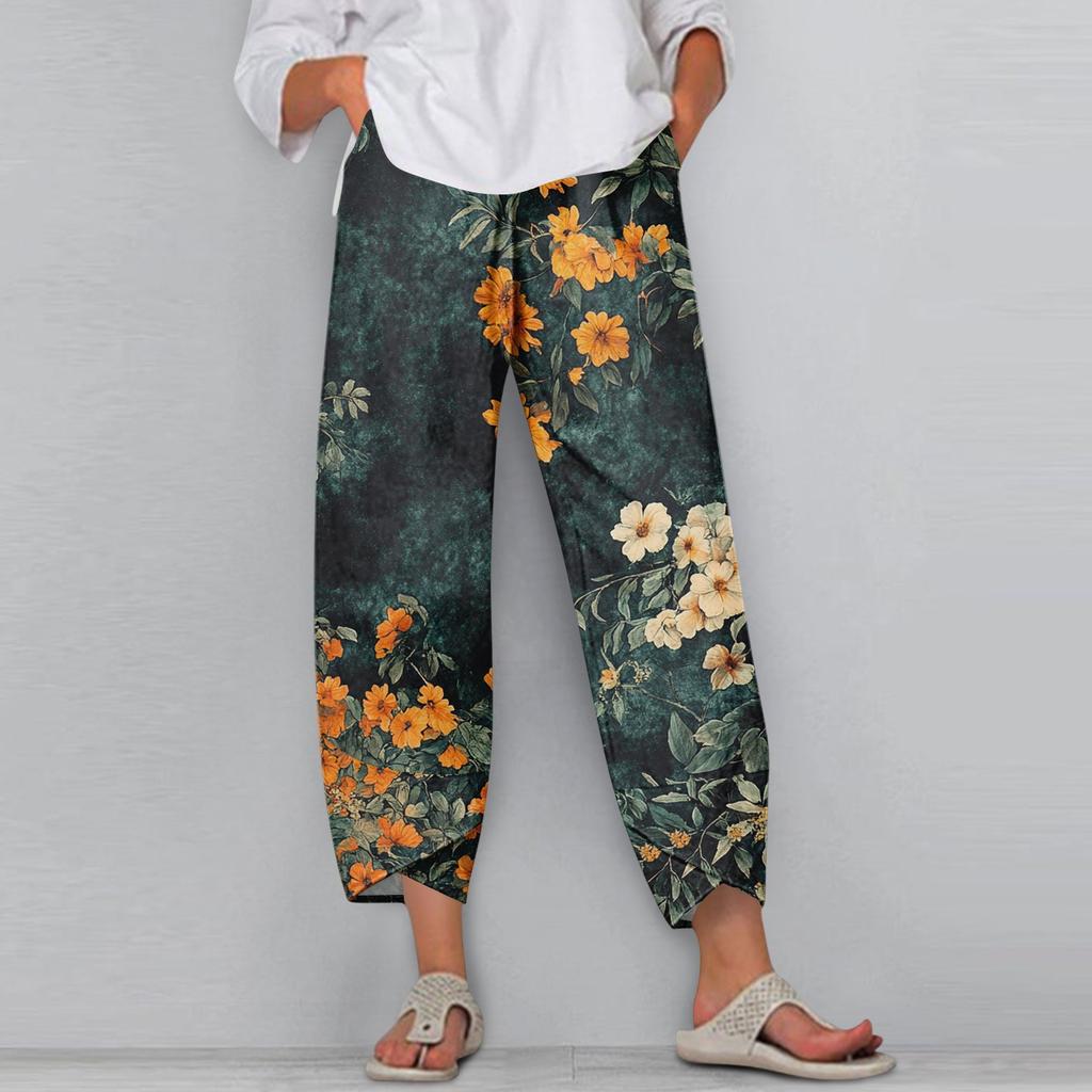 Damebukser Med Lommer Fritidsbukser Bukser For Kvinner Sommer Fritid Vide Ben Elastisk Livvidde Bukser Med Lommer