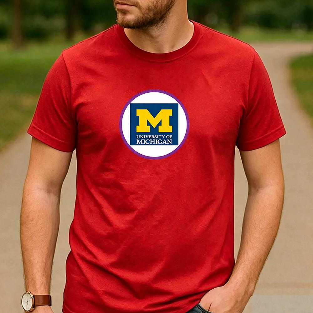 Vintage Retro University of Michigan Logo Cotton Graphic T Shirt Unisex Short Sleeve Alumni Graduate Holiday Birthday Gift Top