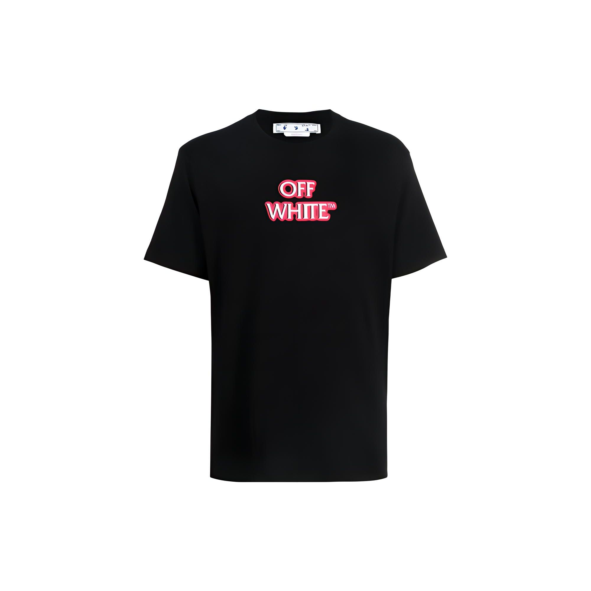 

Off-White Emotion Neon Slim с короткими рукавами, черные/розовые мужские топы OMAA027F22JER0121030 S