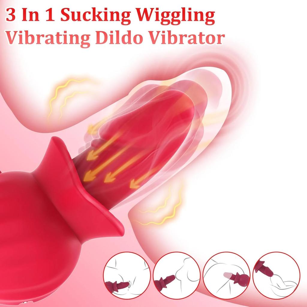 3-in-1 Sucking Vibrator | 3 Suction + 10 Rotation + 10 Vibrations | Clitoral & G-Spot & Anal Stimulator | Waterproof & Wireless Sex Toy for Women