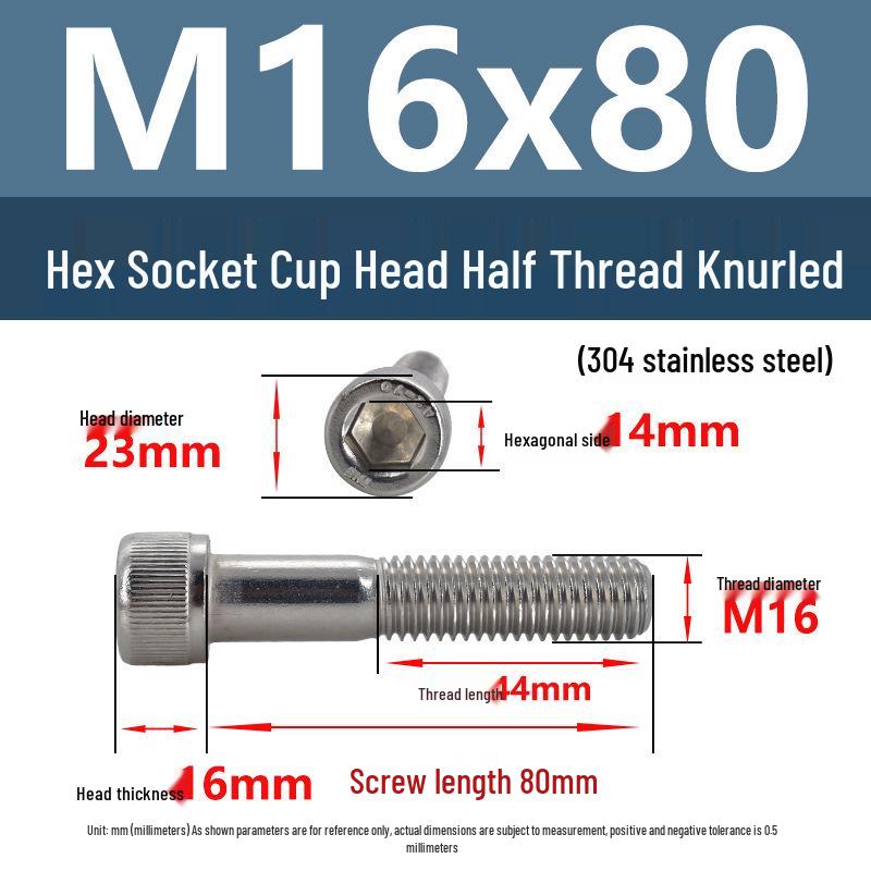 304 Stainless Steel Hex Socket Screws M4-M20, Cylindrical Head, Partial Thread Bolts