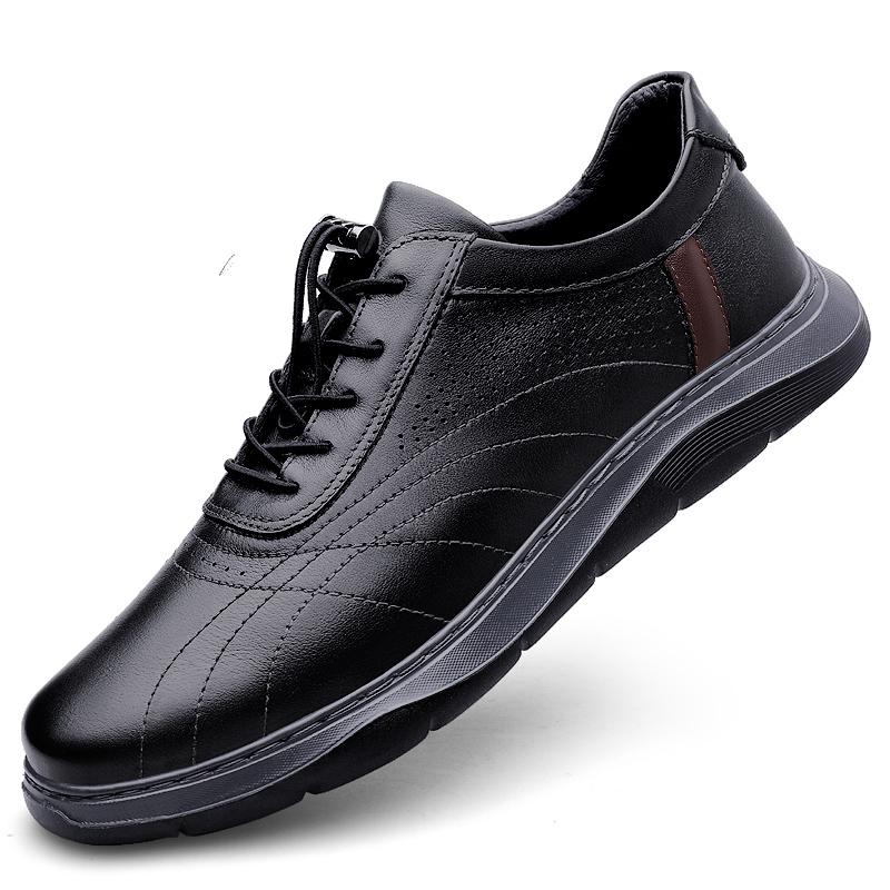 

Нескользящие туфли на плоской подошве из натуральной кожи для мужского треккинга 2024 года, новые универсальные мужские повседневные туфли, классические кроссовки для бега на открытом воздухе 45 чёрный