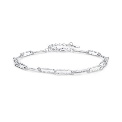 S925 Sterling Silver Minimalist Irregular Hammer Pattern Design Sense Chain Cold Wind Bracelet Small and Popular Jewelry