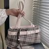 Modische Retro-Karos-Schultertasche Y2K-Stil Damen-Achseltasche für Arbeit Pendeln Reisen Verabredungen Handtaschen mit Gürtel