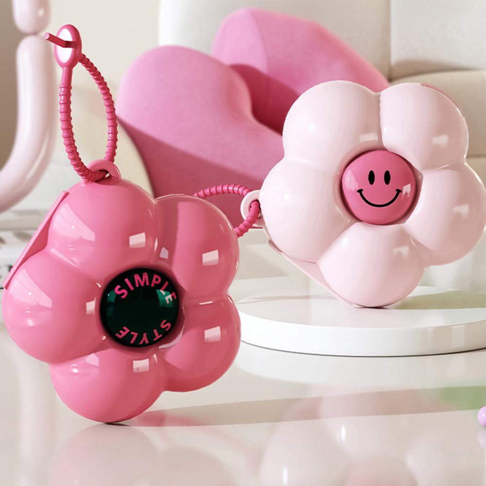 2PCS Cute Flower Portable Medicine Box Five-compartment Sealed Earrings Jewelry Portable Storage Box