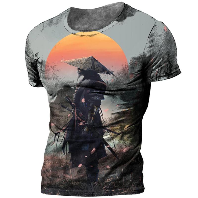 Trend Japanese Samurai Graphics T-shirts Summer Fashion Short Sleeve Mens Kids 3D Printed T Shirts Casual Loose Harajuku Tees