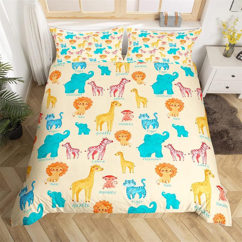 Children Kids Monkey Soft Duvet Cover Lovely Carton Animal Beding Set Lovely Litle Monkey Warm Comforter Cover For Young Boys Young Girls Child Bedrom