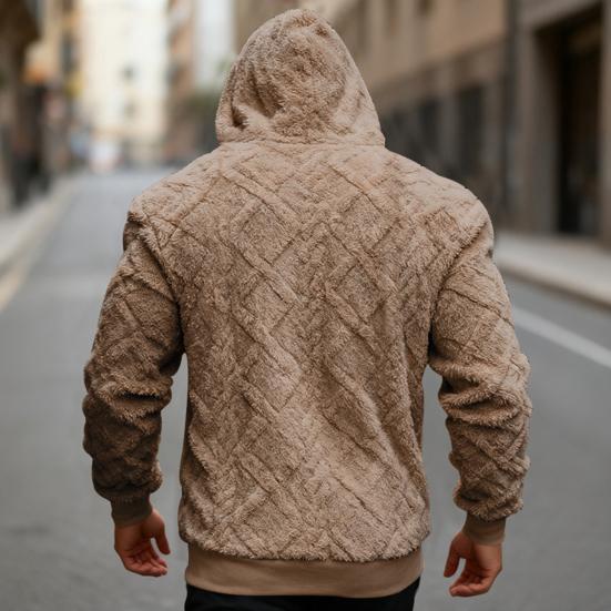 Felpa con cappuccio in pile da uomo, soffice, vestibilità ampia, spessa, pullover, calda, soffice, con cappuccio, casual, felpa per autunno inverno, street wear