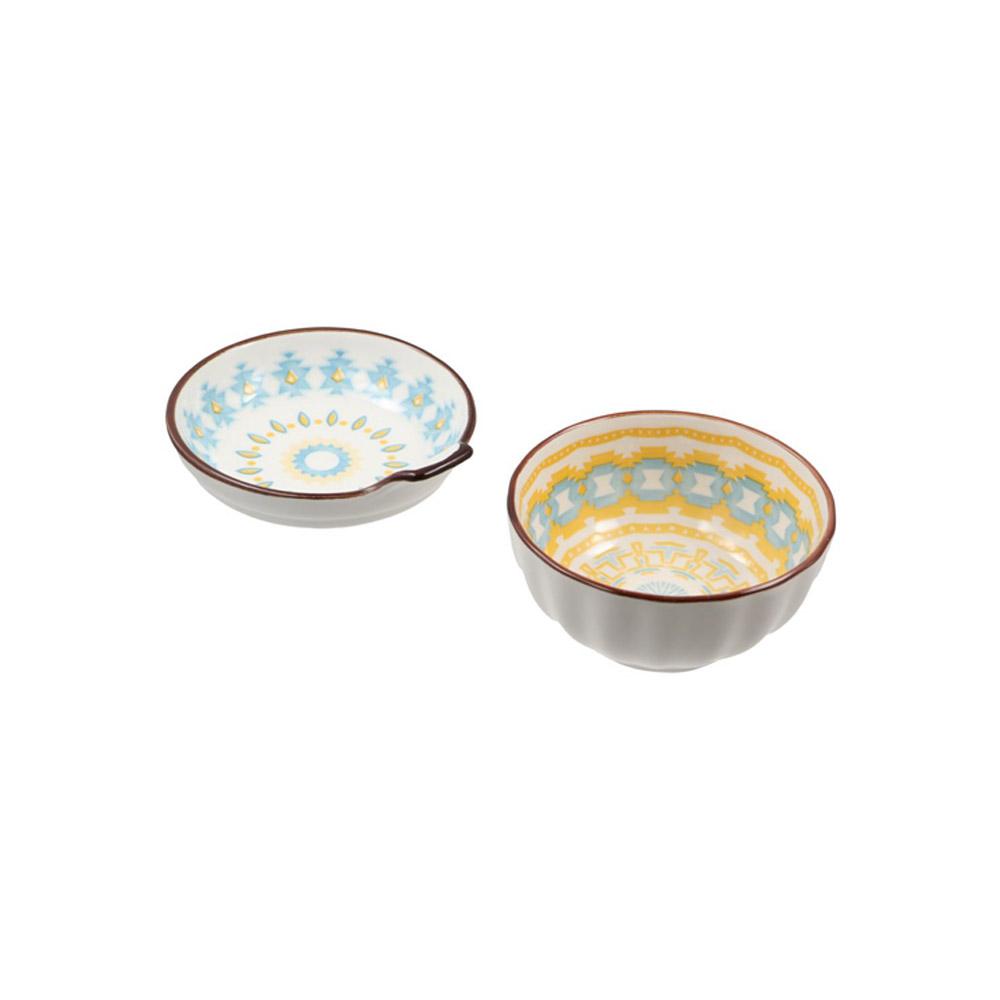 Bohemian Style Dipping Sauce Dish Underglaze Color Seasoning Dish Soy Sauce Vinegar Dish Household