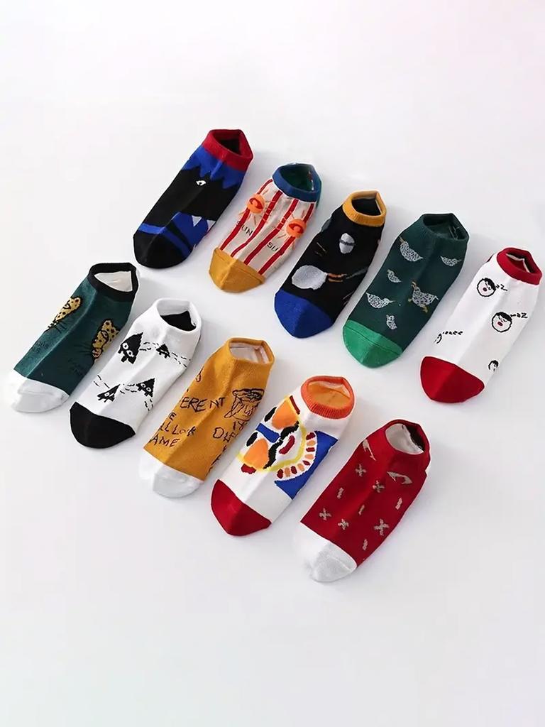 10 Pairs of Fashionable, Novel and Interesting Pattern Men's and Women's Gift Socks Suitable for Outdoor Wear and All Seasons