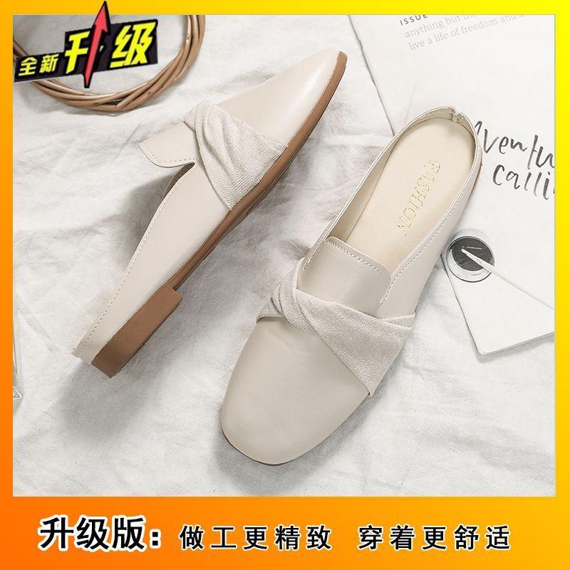 Flat bottom outer wear fashionable versatile bow single shoes 2025 spring and summer girl heart lazy net red bag head half slippers woman