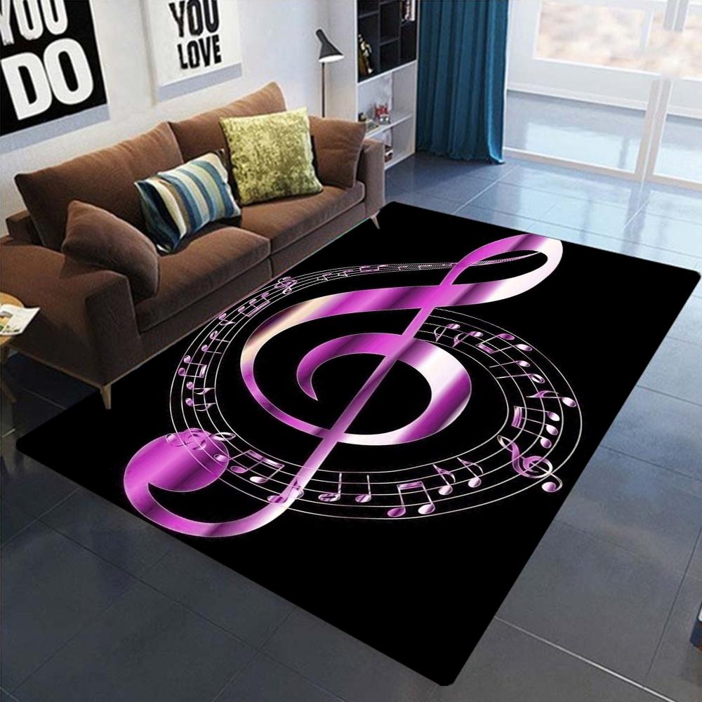 3D-Teppich mit kreativen Musiknoten, groß, Teppich für Wohnzimmer, Schlafzimmer, Sofa, Küche, Badezimmer, Fußmatte, rutschfeste Bodenmatte, Geschenke