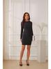Black Mesh See-Through Long Sleeve Bodycon Mini Dress - High-End European and American Evening Dress