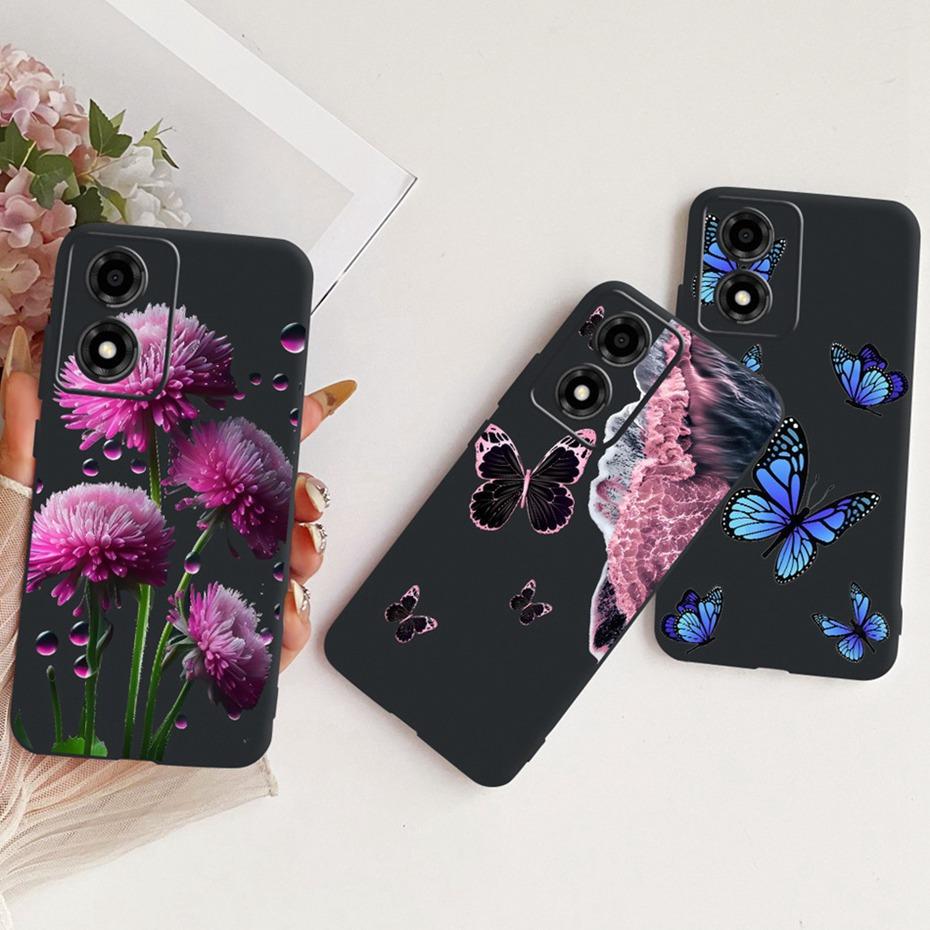 Cute Printing Phone Case For Motorola Moto E14 Soft Black Silicone TPU Cases For Moto E14 Covers Bumpers