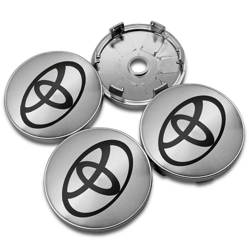4 Stück 56+60mm Auto Radnaben-Plaketten Aufkleber Mittelkappen Felgenabdeckung Auto Zubehör Für Toyota Prado Yaris Hilux Verso Fortuner Supra