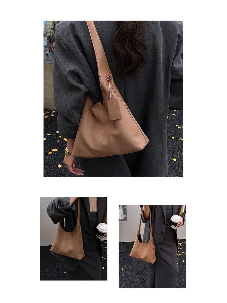 Große Wildleder-Tasche mit Leopardenmuster im koreanischen Stil - Mode Herbst/Winter 2025 Retro Ein-Schulter Umhängetasche für Damen
