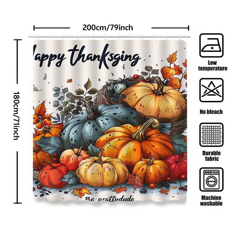 1Pccute Fall Harvest Pumpkin Shower Curtain Festive Autumn Decor For Bathroom Kids Room