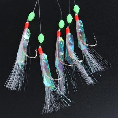5pcs Luminous Cluster Fishing Lure Simulated String Hook Glow Fish Bait Rigs Saury Squid Mackerel Scad Saltwater Fishing Tackle