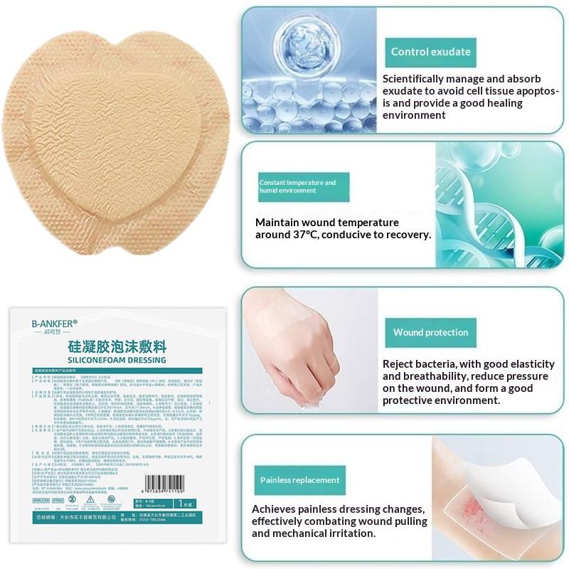 1 Pcs Foam Silicone Dressing With Border Adhesive Sterilized Waterproof Wound Dressing Plaster Bandage Home Travel First Aid