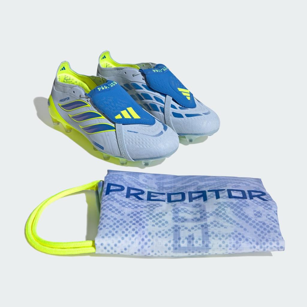 adidas PREDATOR ELITE Fold-Over Tongue Artificial Ground Football Boots JR5900 Unisex Performance Sports Shoes Crystal Sky / Ray Blue / Team Solar Yel
