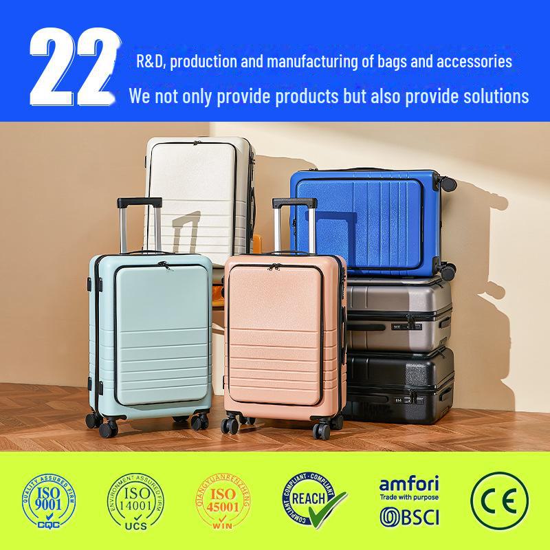 Yongsheng 20'' Front-Opening Suitcase with Universal Wheels, Password Lock & Large Capacity 24'' Zipper
