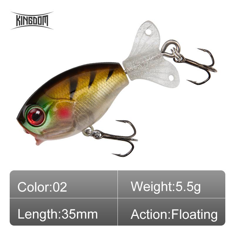 Kingdom GOLDPOP Fishing Lures 35mm 5.5g/9g Floating & Sinking Pencil Popper Hard Bait Soft Rotating Tail Topwater Wobblers Baits