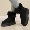 Fashion Ankle Strap Detor Snow Boots for Women Winter Chic Faux Suede Platform Snow Boots Woman Non Slip Warm Plush Booties Mujer
