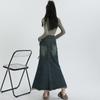 High-waisted Slim Denim Skirt for Women In Summer Thin Pear-shaped Body Lace-up Strap Design Hip Fish Tail Skirt