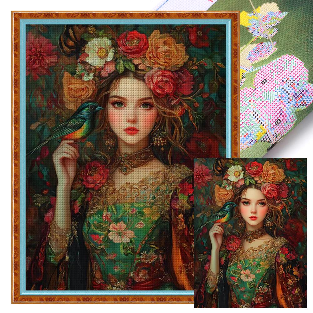 

Повна вишивка бавовняною ниткою 14CT Друкований набір для вишивання хрестиком Дівчинка Мистецтво