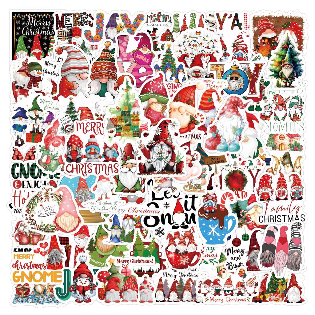 60 New Christmas Dwarf Dwarf Stickers Showcase Glass Stickers Scene Layout Christmas Stickers