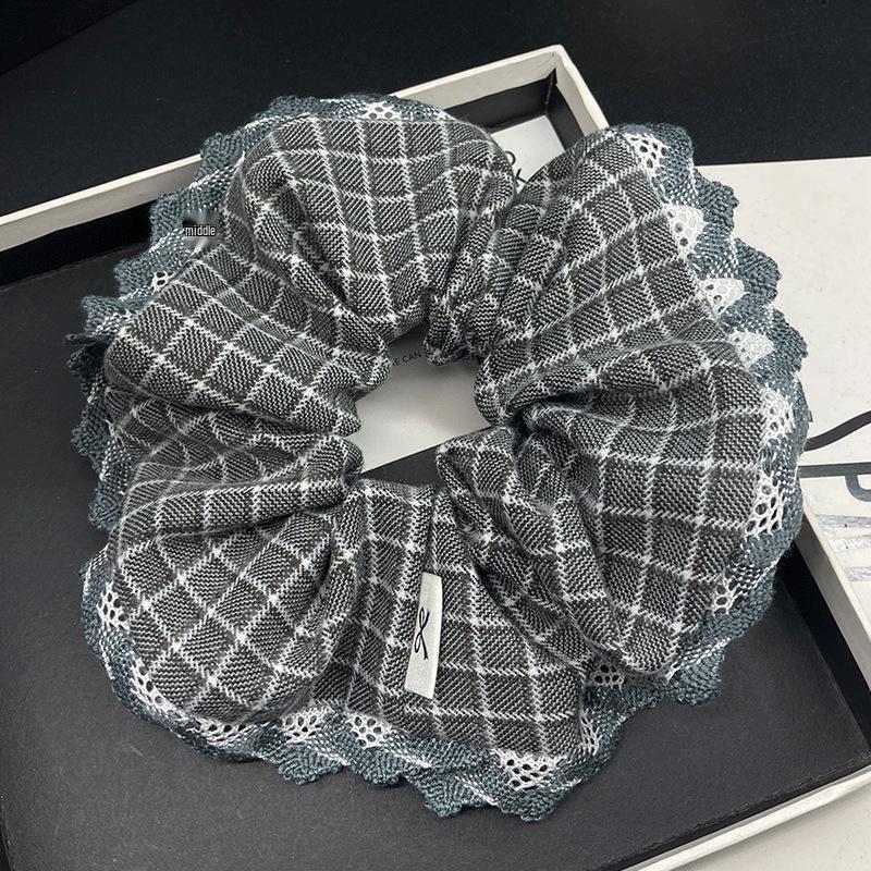 Premium Plaid Scrunchie: High-Elastic Hair Tie for Low Ponytails & Buns (Autumn/Winter 2025 Collection)