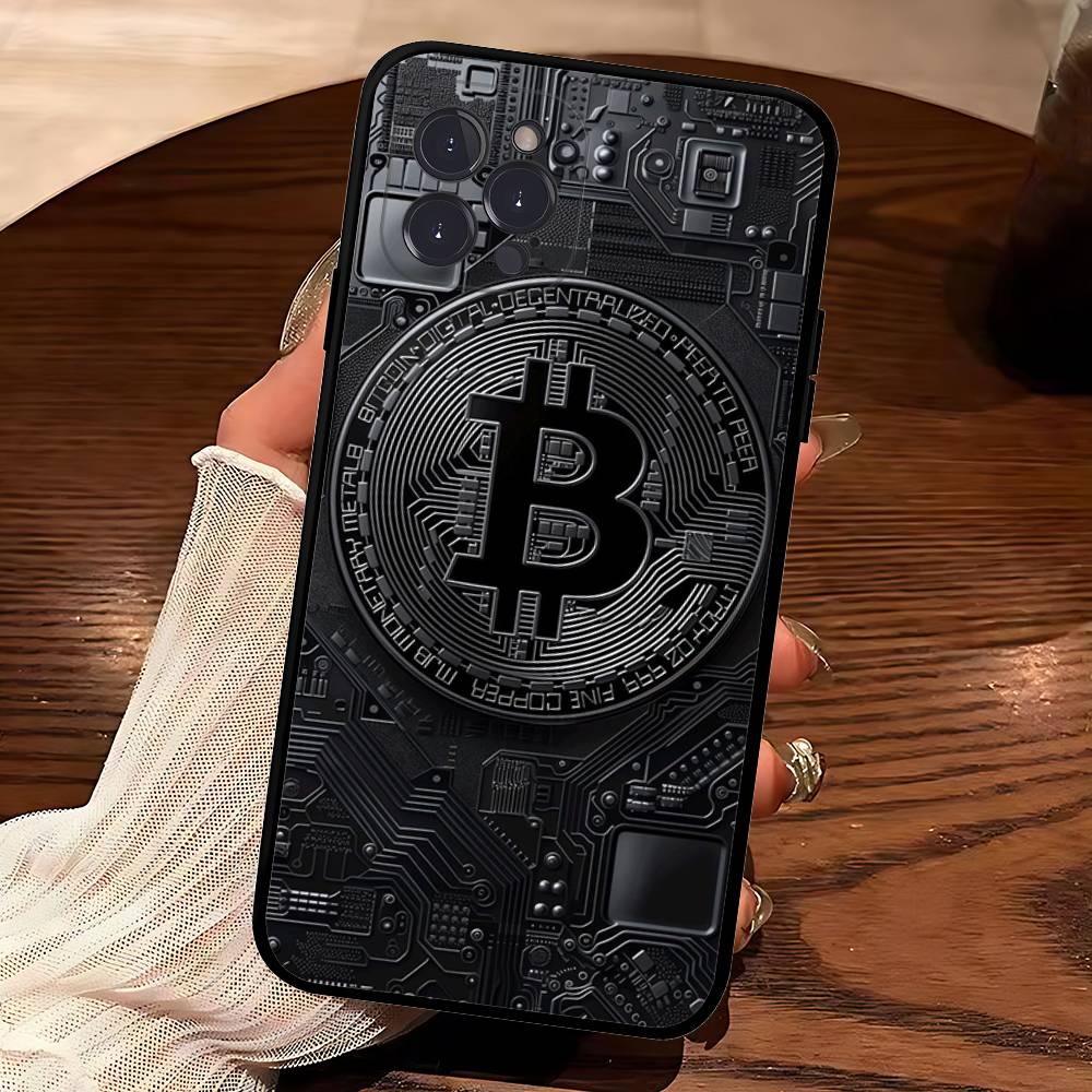 Bitcoin Retro Logo Phone Case For IPhone 17 16 15 14 13 12 11 Pro Max Plus Mini Silicone Black Cover