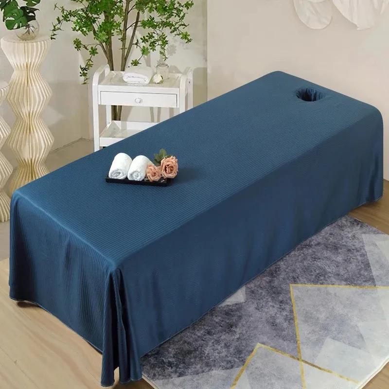 Solid Color Beauty Salon Massage Table Bed Sheet Hole Thick Therapy Bedsheet Physiotherapy Spa Clubhouse Massage Bed Sheet