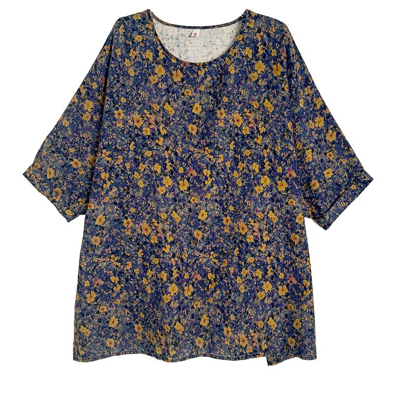 DIMANAF Plus Size New T-Shirt Women Flower Print Loose Casual O-Neck Lady Tops Tees Shirts Oversize Summer 2026