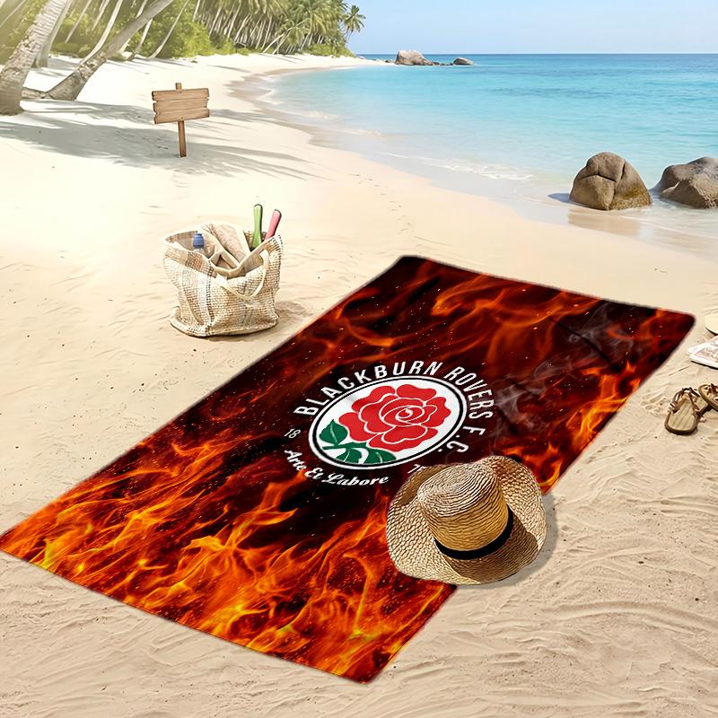 Blackburn Rovers Fußball Print Strandtuch, Großes Weiches Schnelltrocknendes Handtuch für Strand Camping Schwimmen