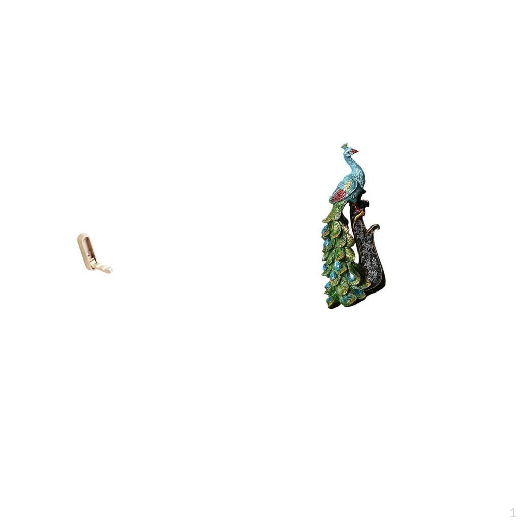Folding Wall Hook Organizer for Bathroom Closet Farmhouse Towels Robes with Elegant Peacock Statue