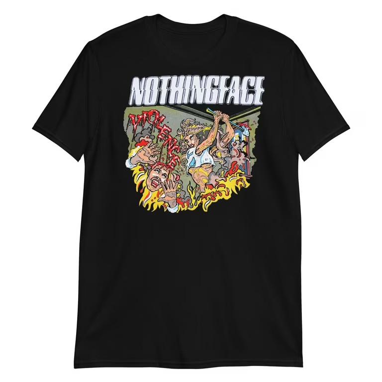 Vtg NOTHINGFACE Band Violence For Men Heavy Cotton Black T Shirt All Size TT338 Unisex T-Shirt XL