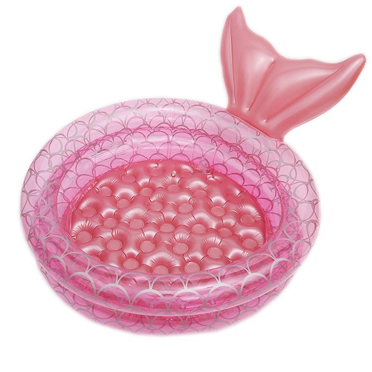 Eco Friendly Inflatable Mermaid Kiddie Swimming Pool with Bubble Bottom розовый